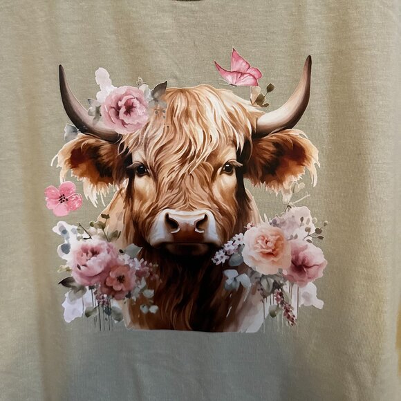 NEW Handcrafted Highland Cow Shirt Size Large - Picture 2 of 4